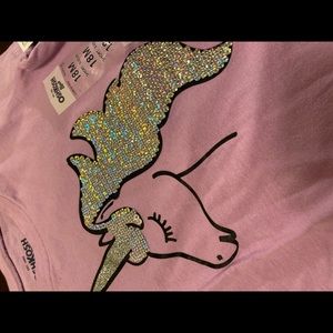 NWT purple with silver glitter unicorn tshirt